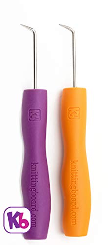 AKB KB4577 Purple and Orange Ergonomic Loom Knit Hook, 2 Pack