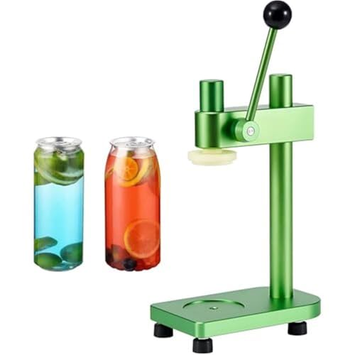 KUIOPNET - Aluminum Alloy Can Sealer - Universal Cup Closing Machine for Beer & Juice, Precise Press Seal, Includes 100 Bottles & Lids, Efficient & Durable(Green)