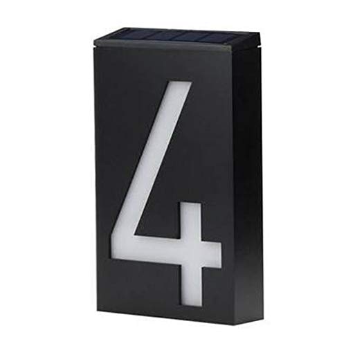ErYao Modern House Numbers, Solar Powered House Address Sign, LED Illuminated Outdoor House Numbers Plaque, Lighted Up for Home Yard Street and House Manual Control & Light Control (Black 4)