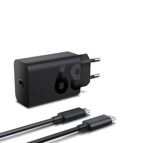 Lenovo 68W USB-C GaN Wall Charger, Caricatore da Parete USB-C PD 68W con Cavo 1,5m 6A, Alimentatore a Ricarica Rapida e Sicura per Tablet, PC e Dispositivi Compatibili