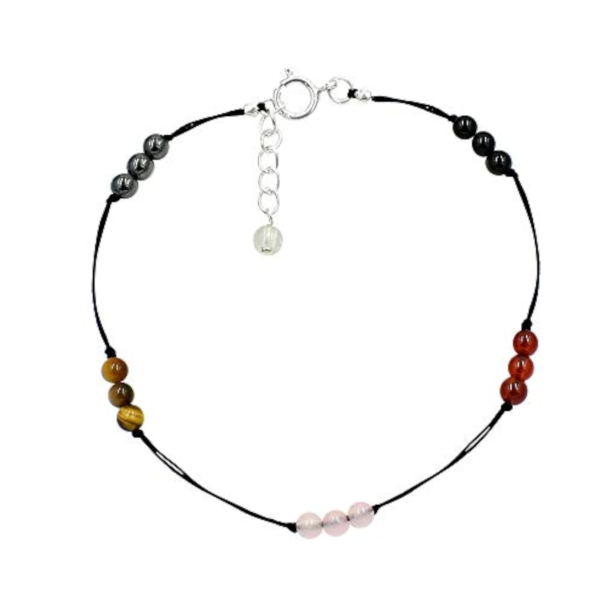Women's Round Shape Natural Gemstone 925 Sterling Silver Handmade Anklet