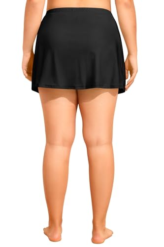 Holipick Plus Size Swim Skirt for Women Tummy Control High Waisted Swimsuit Bottoms Side-Slit Swim Skirt with Built-in Brief3