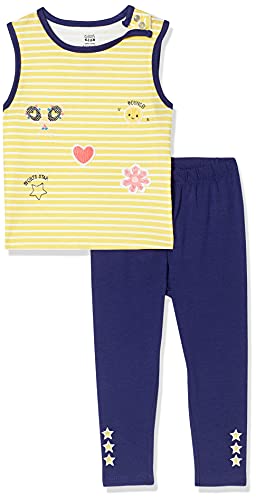 Image of miniklub Baby Flutter Sleeve Round Neck Knit Cotton Top And Bottom, (Multi)