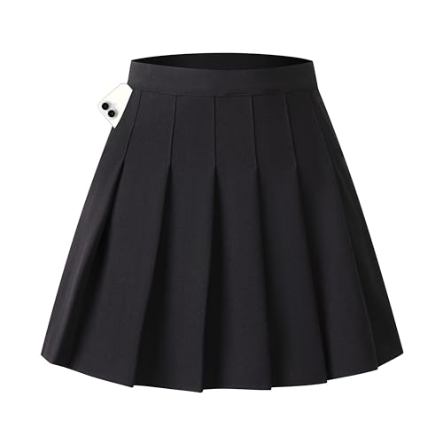 DRESS NICES Women Pleated Skirt A-Line Short Mini Basic Skirt