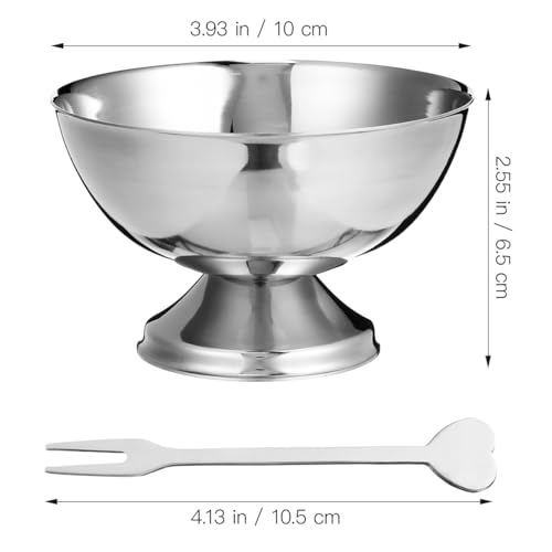 Image of DOITOOL Stainless Steel Salad Cups 3.93X3.93X7.67 Inch Metal Dessert Bowls for Ice Cream Snacks Fruit Serving Set of 3 Reusable Footed Bowls for Home Kitchen