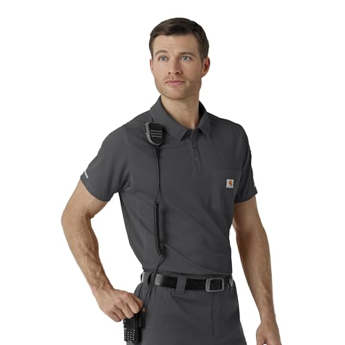 Carhartt Rugged RSCU Mens Lightweight Short Sleeve Polo Scrub Top, Pewter - image 6