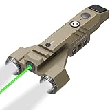 DARKFANG 1450 Lumen Tactical Flashlight with Green Laser Beam Combo, Low Profile Design Rechargeable Weapon Light for Picatinny Rail(FDE)