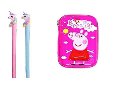H&D Enterprises Pack of 2 Unicorn Style Gel Pens with LED Light 3D Embossed Peppa Pig Character Hardtop EVA Large Capacity Pencil Case Organizer 3D Embossed Peppa Pig Cartoon Character H&D Enterprises Pack of 2 Unicorn Style Gel Pens with LED Light 3D Embossed Peppa Pig Character Hardtop EVA Large Capacity Pencil Case Organizer 3D Embossed Peppa Pig Cartoon Character