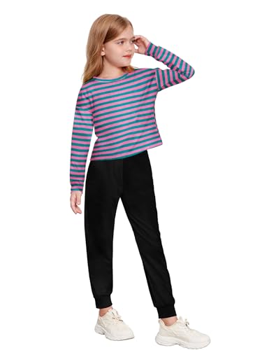 Arshiner Girls 2 Piece Outfits Long Sleeve Crop Tops and Lounge Pants with Pockets Kids Tracksuit Clothing Sets2