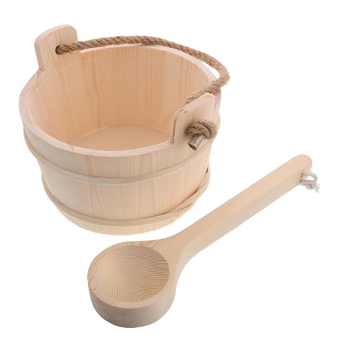 DEARMAMY 桑拿房用木製バケット 多機能サウナアクセサリー 男女兼用 素材 快適リラックス スチームルーム シャワー 家用サウナ対応