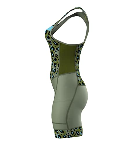 Zimco Triathlon Suits Women Trisuit Skinsuit Cycling Suit Woman Swim Bike Run (XL, Olive Camo)