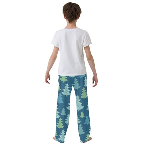 Boys' Pants Christmas Trees Winter Dark Blue Long Bottoms Jogger Pants Elastic Waist Trousers with Pockets S-XL3