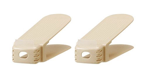 LIKE-IT Shoe Storage, Space Saving, Double Storage Capacity, Loafer, 2P, Width 3.1 x Depth 10.2 x Height 3.5 inches (8 x 8 x 26 x 8.8 cm), Beige, Made in Japan, Sneakers Storage, Unisex