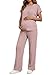 BLENCOT Women's Summer Maternity Clothes Sets 2 Piece Outfits Lounge Set Ribbed Knit Short Sleeve Pregnancy Set Pajama Sets Pink XL