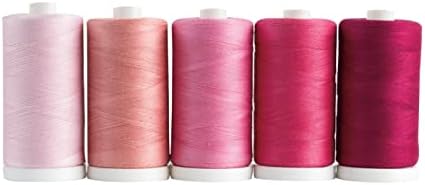 Connecting Threads 100% Cotton Thread Sets - 1200 Yard Spools (Set of 5 - Rosy Glow)