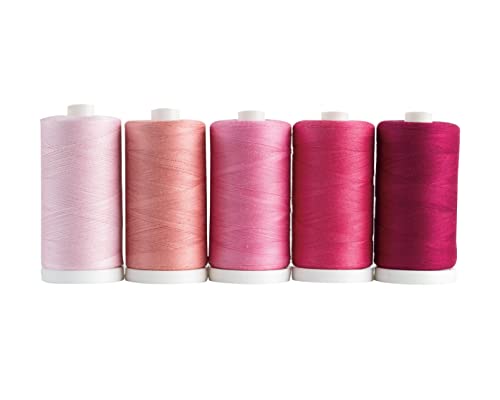 Connecting Threads 100% Cotton Thread Sets - 1200 Yard Spools (Set Of 5 - Rosy Glow) #TOP4