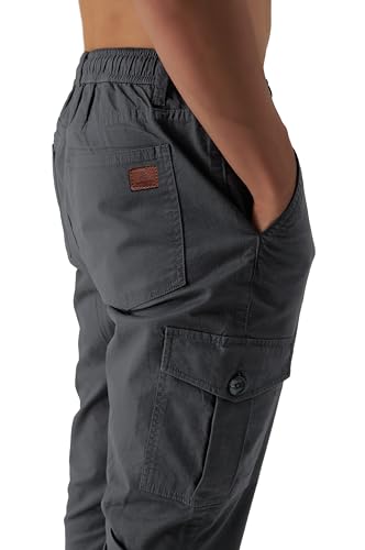 Smith & Solo Cargohose Herren – Chino Hose Cargo Hosen Stretch, Arbeitshosen Baggy Baumwolle, Activewear für Herren mit Taschen Kordelzug (Anthrazit, M)