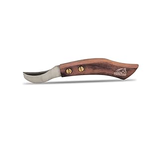 Double-Edged J2 Stainless Steel Hoof Trimming Loop Knife with Wooden Handle – Versatile Farrier Tool for Horse & Cow Hoof Care, Ideal for Farriers & Horse Owners.