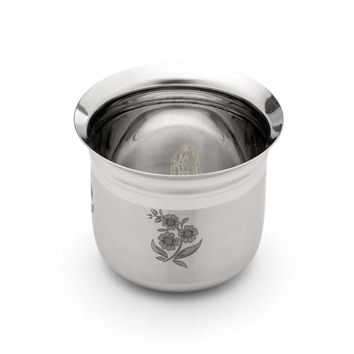 Image of Expresso Stainless Steel Deep Water Gunj - Flat Bottom Milk Pot and Tope, Cooking Pot, Patila, Bhagona, Tapeli Heavy Gauge Boiling Vessel Dekchi for Home and Kitchen (Capacity - 400 ML)