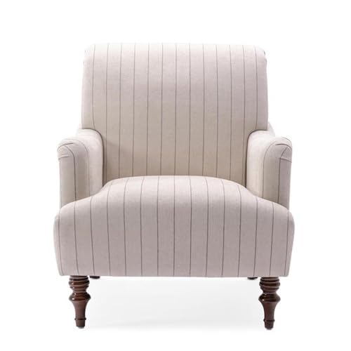 Sillón clásico beige tela con brazos enrollados miniatura 4