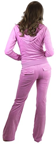 Tobeinstyle Women's Velour Tracksuit Jacket And Matching Pants - Fuchsia - M #TOP1