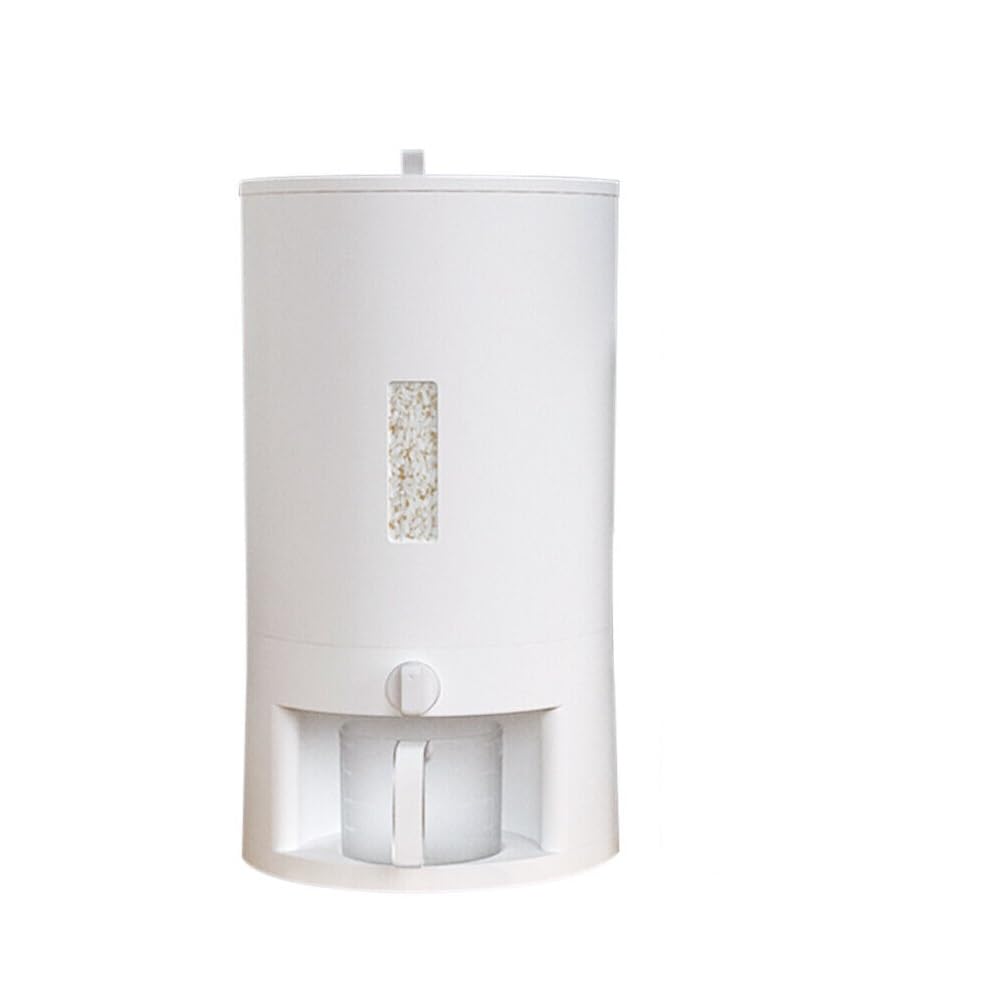 Dispensador de arroz de plástico de 20 l, cubo de arroz, caja de almacenamiento de alimentos, diseño giratorio, taza medidora, almacenamiento sellado, recipiente de arroz para el hogar