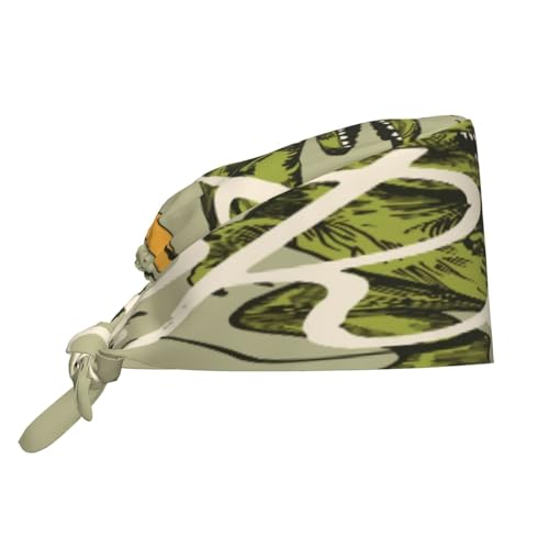 Kuilepa Dinosaur Print Working Caps With Sweatband Adjustable Working Hats Elastic Scrub Hats Nurse Scrub Cap Nurse Hats