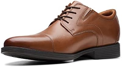 Clarks Men's Whiddon Cap Oxford Dark Tan Leather Shoes – Classic Formal Style