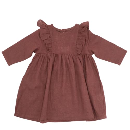 KURT KIDS Kleid OHNE H&ouml;schen/Bloomer Set aus Leinen und Bio Baumwolle Bekleidung Boho Vintage Newborn 0-24 Monate Babykleidung Baby M&auml;dchen Kleidung Outfit (2-3 Jahre, Braun)