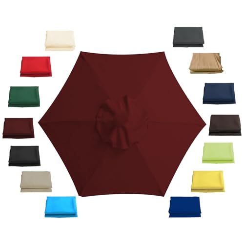 Tela de Repuesto para Sombrilla, 200cm a 350cm Cubierta redonda, Tela anti desgaste y protección solar,Vino tinto,280 cm / 6 costillas