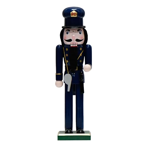 wqibq Figura de policía de Navidad, 35,56 cm, cascanueces de madera, decoraciones navideñas para fiestas