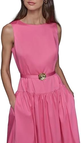 Karl Lagerfeld Womens Scoop Neck Sleeveless Midi Sheath Dress - Image 2