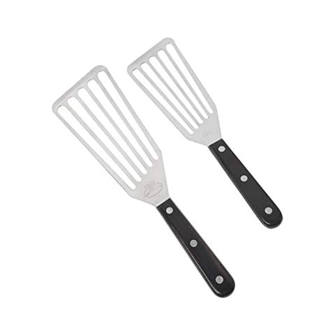 2 Pack Stainless Steel Fish Spatula with Wood Handle Cover