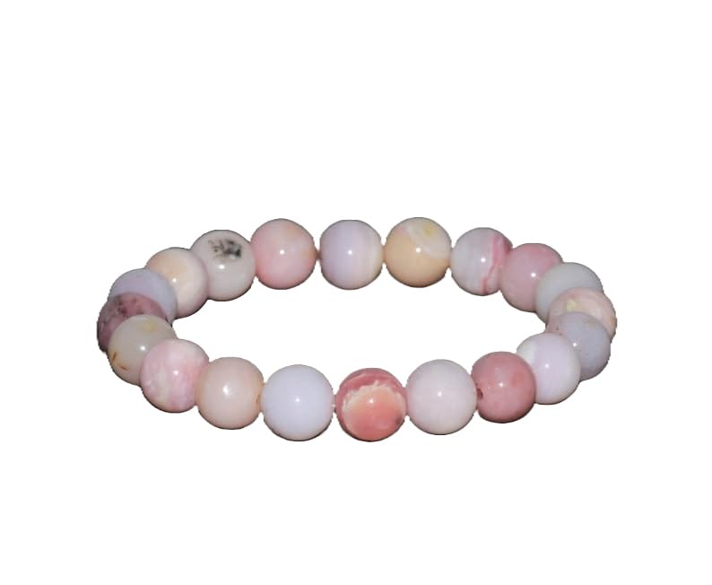 Opale rose perles 9mm bracelet extensible en pierre naturelle australienne pour homme et femme