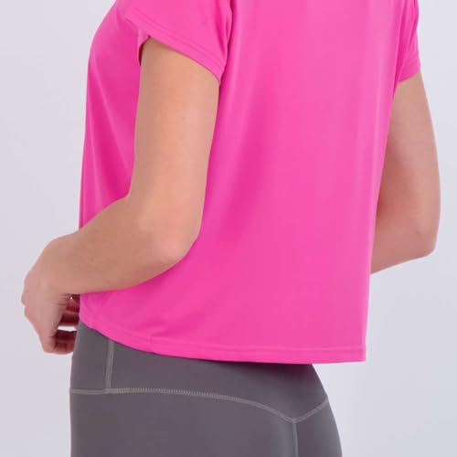 Image of Real Essentials 5 Pack: Women's Dry Fit Crop Top - Short Sleeve Crew Neck Stretch Athletic Tee (Available in Plus Size)