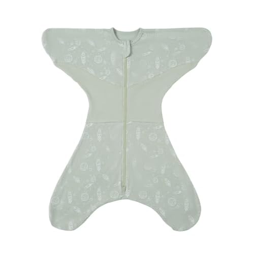 GROWNSY Transitional Swaddle Sleep Sack 6-12 Months, Starfish Design Baby Swaddle Sack, Dual-Zipper for Easy Diaper Changes, Proper Hip Development & Openable Foot Button, 19-27 lbs, Green G