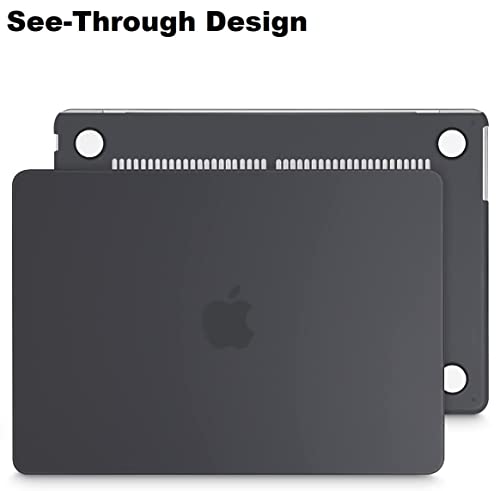 Image of Midkart Case Compatible with MacBook Air 13.6 inch M5 M4 M3 M2 Release 2026-2022 A3449 A3240 A3113 A2681 Touch ID Hard Shell Cover Keyguard Dust Plugs for MacBook Air 13 inch Case, Smoke Black
