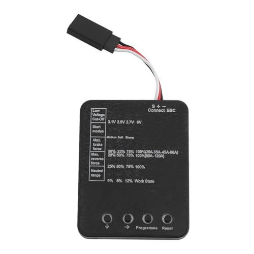 NINMORTH Tarjeta de programación LED ESC, controladores de velocidad electrónicos sin escobillas, detección de bajo voltaje, frenado y marcha atrás ajustables, 61 x 48 x 6 mm