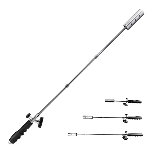 Chalumeaux a Mauvaises Herbes,Chalumeau a Bras Long Amovible et Soupape de Contrôle de la Flamme,Chalumeau en Acier Inoxydable avec Flamme Réglable pour...