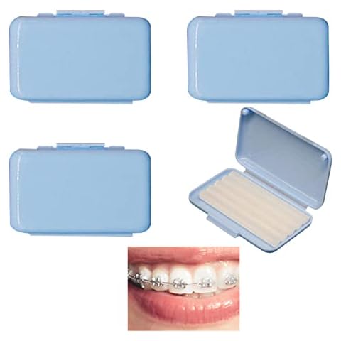 SSKHE 4 Boxes of Mint Flavored Orthodontic Protection Wax Wax for Braces Braces Protection Wax Gum Protection Cleaning Care Braces Wax Strips 4 Boxes of 200 Times, Suitable for Orthodontic People Cover