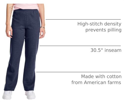 Image of Hanes Women's Sweatpants - EcoSmart Fleece Joggers - Open-Bottom Pocketless Pull-On Lounge Pants - Reg. & Petite Sizes