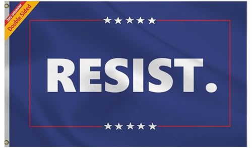 Heavy Duty Double Sided Resist Flag 2x3FT 3ply Anti 47th and Resist Flags for Outdoor and Indoor Decro UV Resistant 100D Thick Polyester Bright Color with Brass Grommets and Stronger Header (Rresist 2x3 3ply)