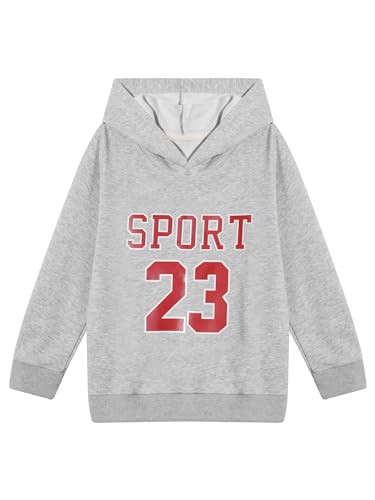 TTAO Kids Boys Letters Print Pullover Long Sleeve Casual Hooded Sweatshirt Athletic Loose Top