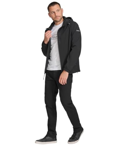 Calvin Klein Men's Performance Windbreaker Jacket with Adjustable Hood, Ebony, X-Large