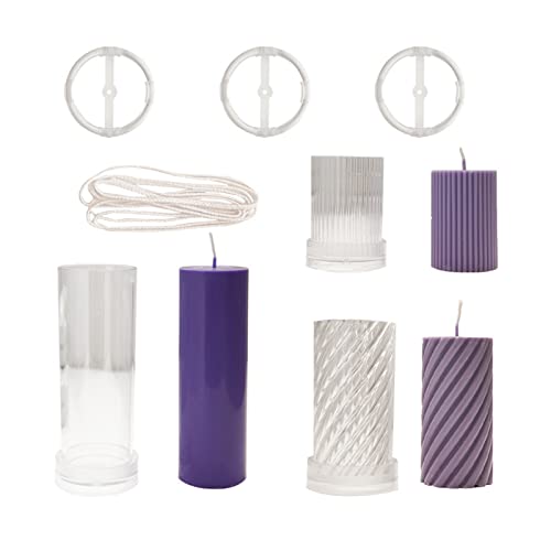 Iglesia vela de Navidad molde cilindro grande rayado espiral plástico vela molde excavación TONE CANK MAUFEN HACER