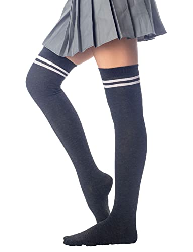 Image of iB-iP Women's Football Style Stripes Sports Thigh High Long Socks