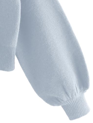 Image of ZAFUL Women's Cropped Sweater V-Neck Long Sleeve Pullover Jumper Knit Top | Crop Length, Ribbed Knit, Double V design, White sweater, Raglan sleeves, lantern sleeve, Fall & Winter, Loose fit, Oversized