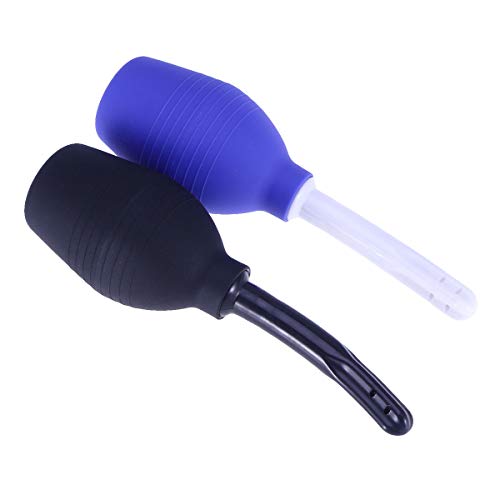 2pcs 310ml Safe Douche Anus Cleaner Vaginal Flusher Washing Enemator para adultos (preto e azul)