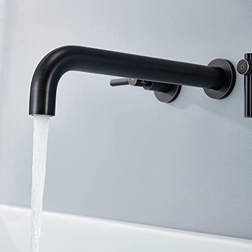 Wowkk Tub Filler Wall Mount Tub Faucet Oil Rubbed Bronze Brass Bathroom Bathtub Faucets With 2 Handles #TOP4