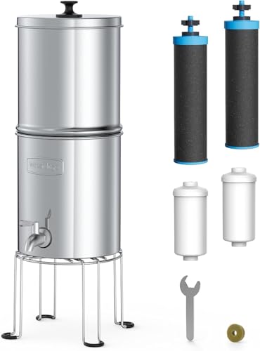 Image of Waterdrop TK-AD-FS Alkaline Gravity Water Filter System, Increase PH, Reduces Fluoride and Chlorine, with 4 Filters and Metal Spigot for Home, Camping, Travel, Emergencies, 2.25G